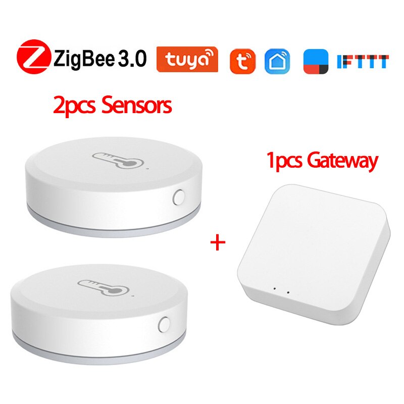 Tuya Zigbee Smart Home Temperatuur En Vochtigheid Sensor Batterij Aangedreven Werkt Met Google Assistent En Tuya Zigbee Hub: Set 2