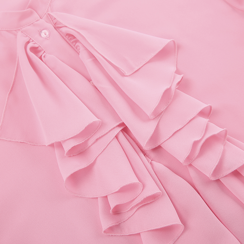Linad lässig Chiffon Weiß Rüschen Hemden Weibliche Straße aufflackern Hülse verlieren Laminierte Volants Blusen Und Spitzen Frühling 2025,