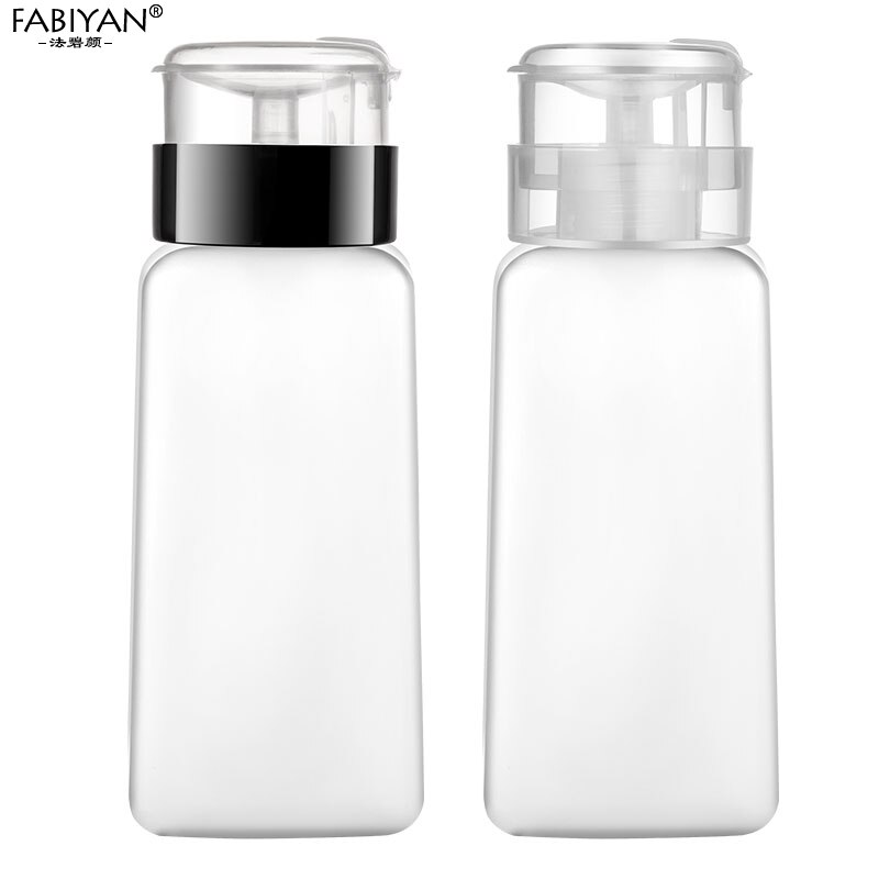 1Pc 250ml Nail Art Empty Plastic Bottle Polish Remover Alcohol Press Pumping Dispenser Nail Art UV Gel Cleaning Manicure Tool: 2Pcs Square