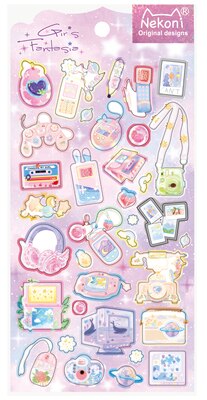 Cute Girls Style Epoxy Aesthetic Stickers Scrapbooking Material Junk Journal Photo Album Planner Diary Laptop Deco Sticker: game