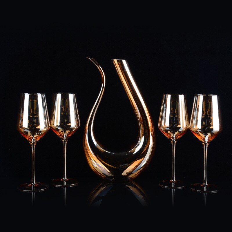 1500ML Golden Decanter Handgemaakte Kristallen Rode Wijn Brandy Champagne Glazen Decanter Fles Jug Schenker Beluchter Voor Familie Bar: Default Title