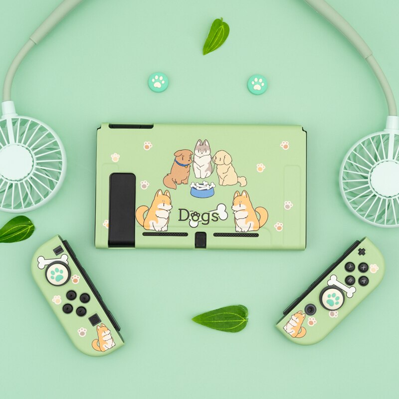 Geekshare Nintendo Switch Green Honden Bone Feest Cartoon Fairy League Hard Cover Girp Shell Voor Nintendo Switch: Switch shell