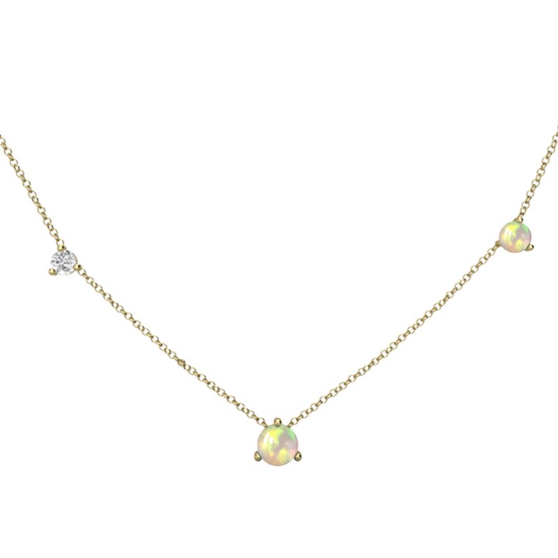 Rose Gold Chain Choker Necklace Women Girls Fire Opal Necklace Cubic Zirconia Necklaces Jewelry Birthday ketting C40: Gold-color
