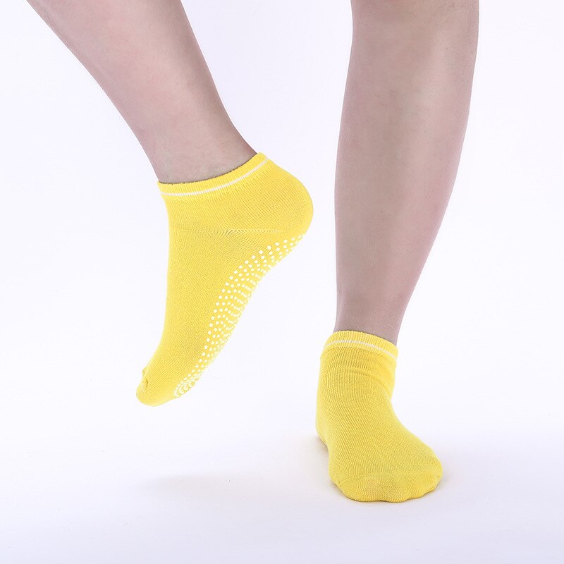 Rutschfeste yoga-socken für damen, rutschfest, aus silikon, für fitnessstudio, pilates, ballett, sport, aus atmungsaktiver, elastischer baumwolle, größe  x759b: Gelb