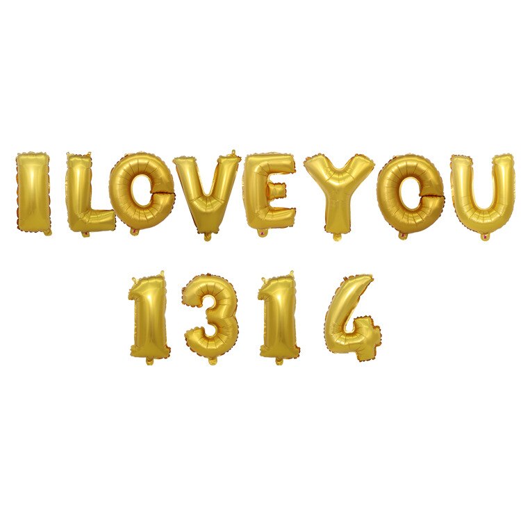 I Love You Ballon 16Inch I Love U 1314 Brief Ballonnen Wedding Party Decoratie Arrangement Aluminiumfolie Ballonnen: Golden