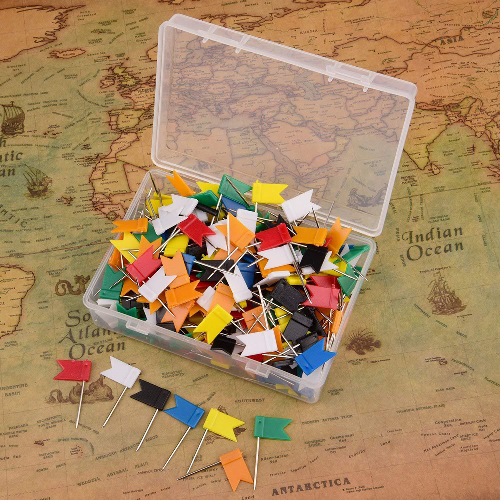 100 Pcs Flag Push Pins Marker Marking Pins Thumbtack for Notice Cork Board Map Banner Pins Office Thumbtack Supplies