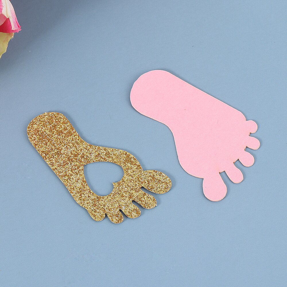200 Pcs Baby Verjaardag Papier Confetti Leuke Baby Voet Scatters Baby Shower Feestartikelen (Roze + Golden)