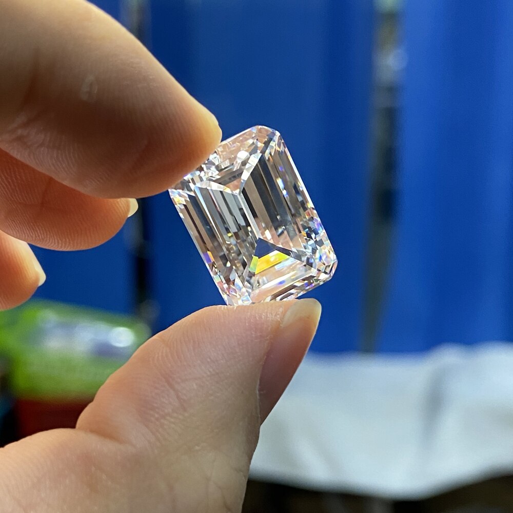 Meisidian 5A Big Size 13X19mm 32 Carat Emerald Cut Manufacturers White Loose Cubic Zirconia CZ Diamond