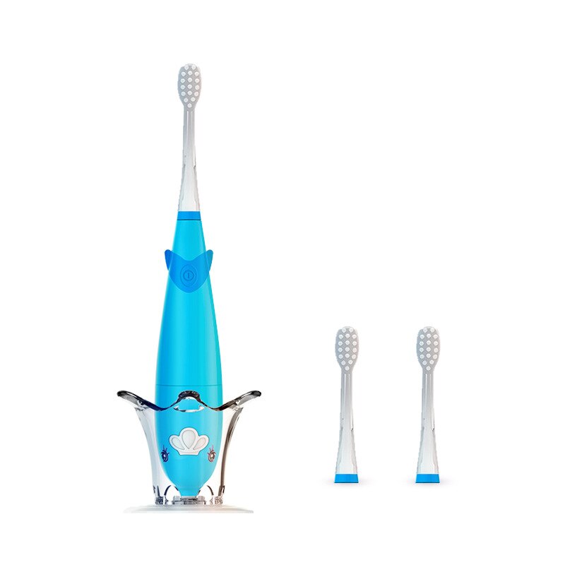 Seago enfants Brosse À Dents Électrique LUMIÈRE LED Imperméable À L'eau Douce Fourrure Faible Choc Onde Sonore 3-6 Ans Enfant Et bébé: Blue