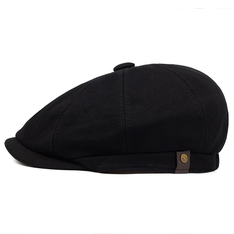 Newsboy Cap Men's Twill Cotton Eight Panel Hat Women's Baker Boy Caps Retro Big Large Hats Male Boina Black Beret