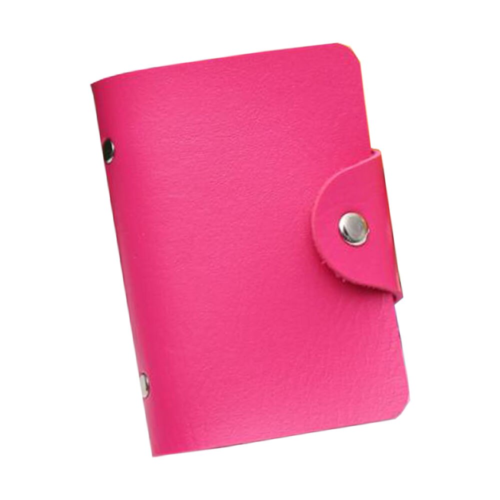 Pu Leer Functie 24 Bits Card Case Visitekaarthouder Mannen Vrouwen Credit Paspoort Card Bag Id Passport Card portemonnee: Rose Rood