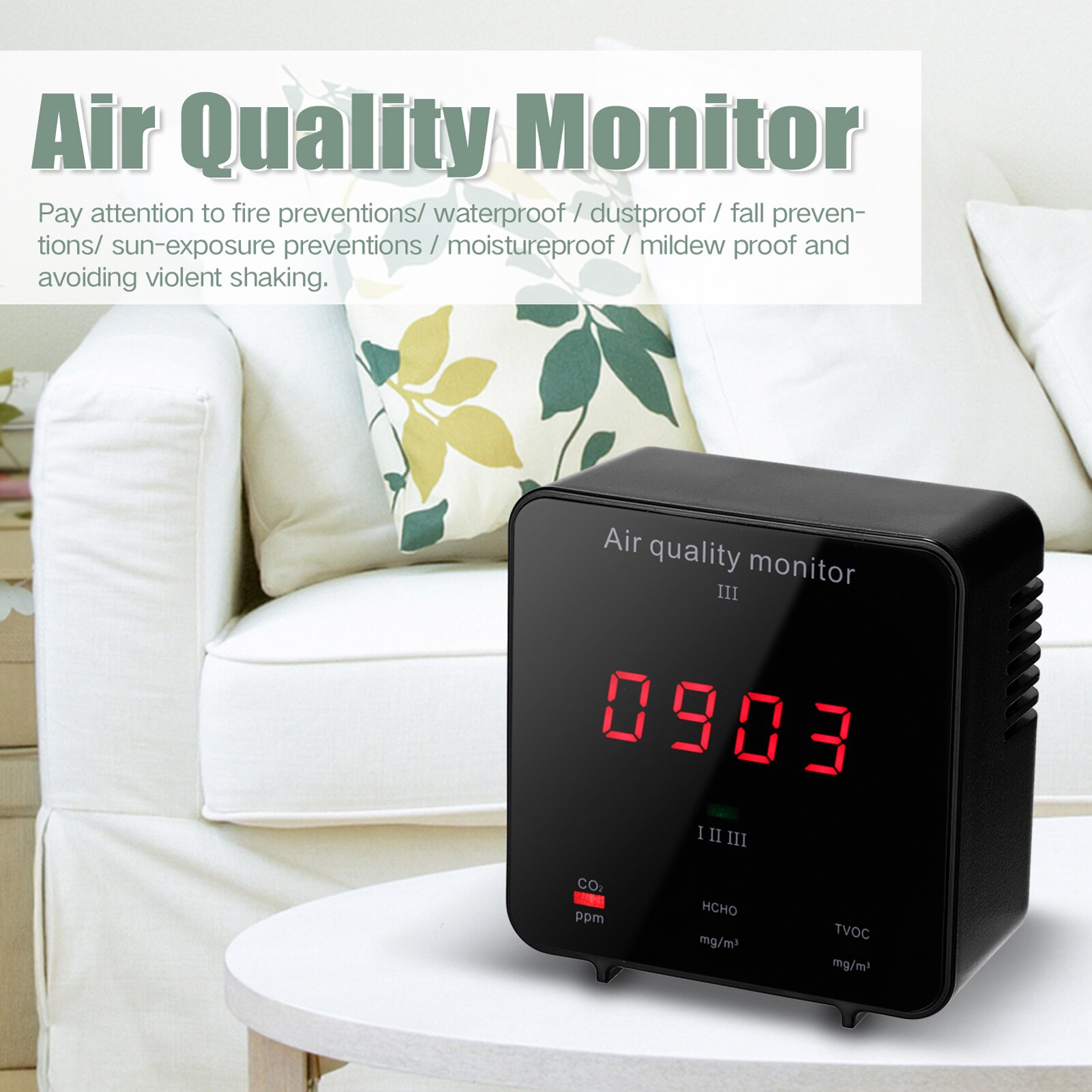 CO2 Meter Tester CO2 Detector Household Air Monitor Carbon Dioxide Formaldehyde TVOC, CO2, AQI, HCHO Detector Analyzer