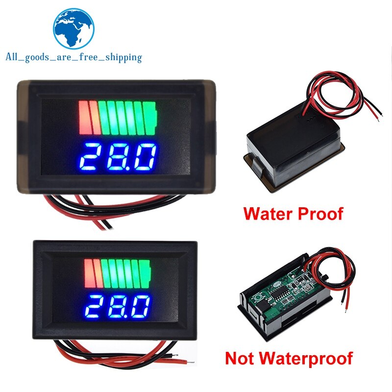 Auto Batterij Niveau Indicator 12V-60V Lithium Batterij Capaciteit Meter Tester Blauw Display Led Tester Voltmeter waterdicht