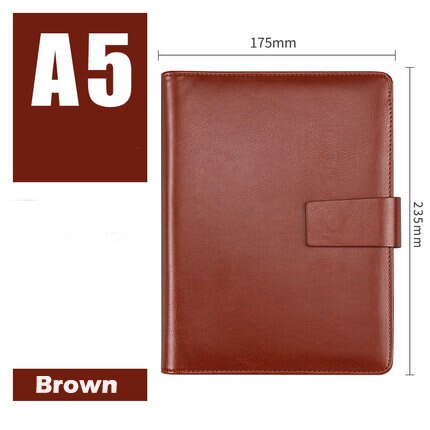 Leather Surface A5 Notebook Manager Program Free Postage Efficiency Manual Sheet Loose Leaf Mutifunction Business Book: Brown