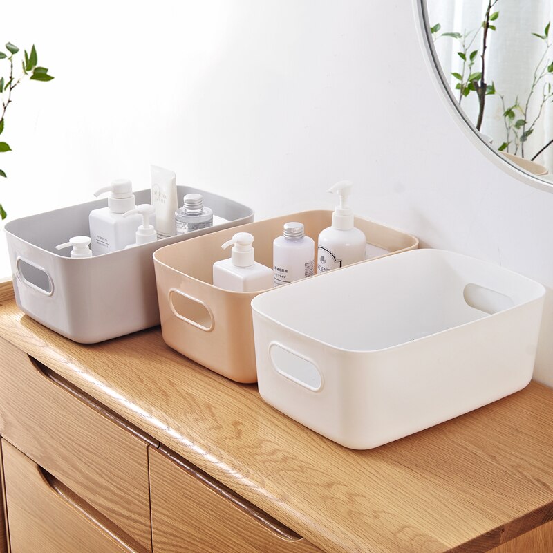 Plast förvaring korg kök toalett badrum smink förvaring efterbehandling låda hem skrivbord diverse snacks förvaringsbox