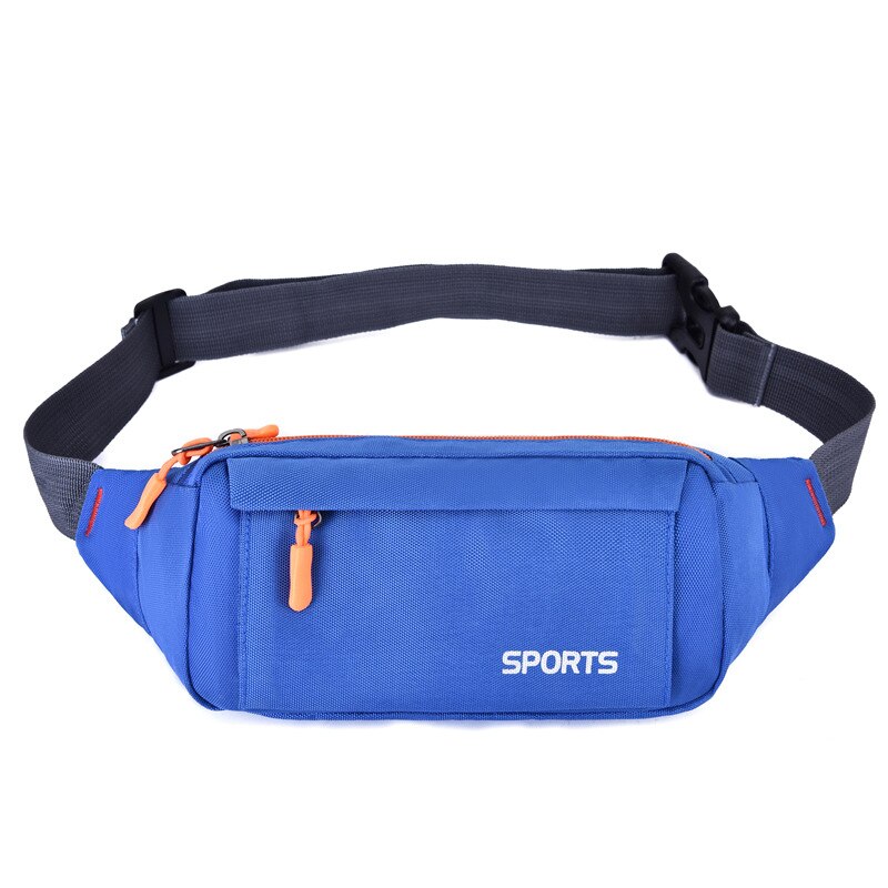 Brivilas waist pack women running waterproof waist bag mobile phone holder men gym fitness travel pouch belt pink chest bags: Royal blue