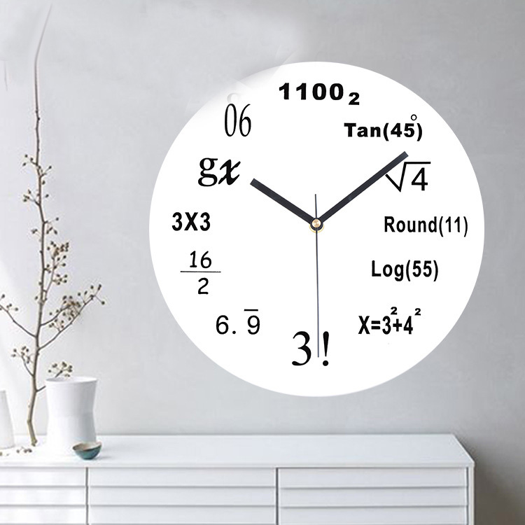 engineering math formula round electronic wall clock living room office quartz mute alarm clock 024