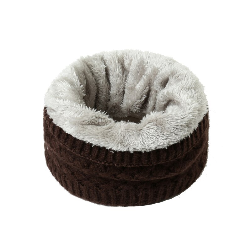 Unisex Winter Sjaal Vrouwen Warm Bont Dikke Snood Gebreide Ring Sjaals Kinderen Outdoor Solid Cashmere Beanie Bufanda: WJ75-5