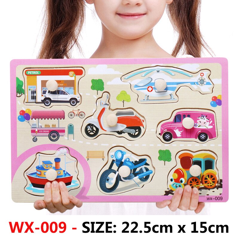 Nowe dziecko zabawki Montessori drewniane Puzzle pojazd animowany cyfrowy Puzzle z motywem zwierzęcym układanka nauka zabawki edukacyjne dla dzieci: WX-009