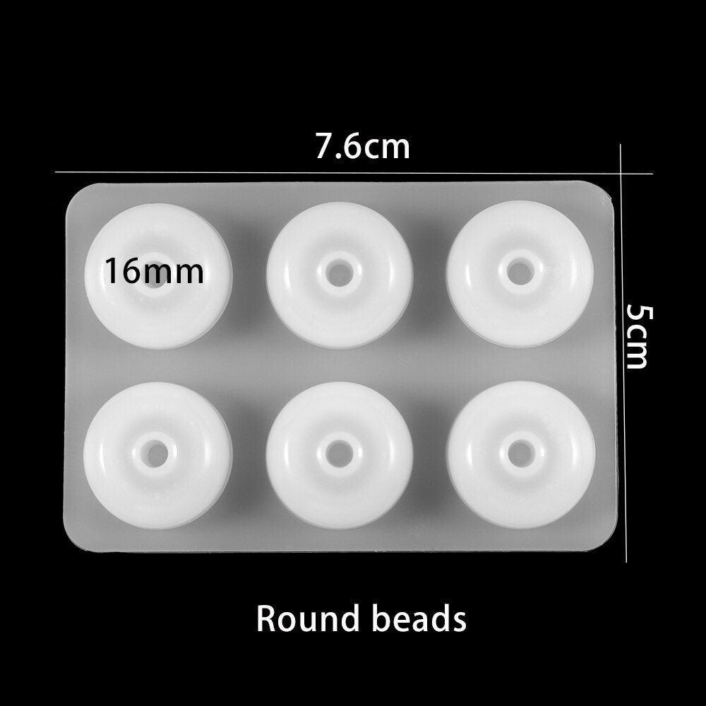 1Pc Platte Bal Kralen Epoxyhars Mallen Big Hole Bead Siliconen Mal Fit Voor Ketting Armband Diy Hars Sieraden maken Accessoires: Round 16mm