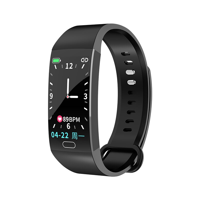 Smart armbånd med trykmåling fitness tracker aktivitet sport band sundhed armbånd skridttæller pulsmåler: Sort