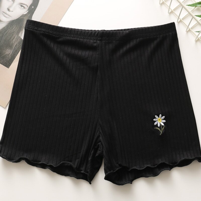 Verano de las mujeres Braga pantalón de protección pantalones transpirables calzones tipo Boxer de algodón pantalones cortos sin costura ropa interior ropa Mediados de cintura pantalones cortos de niño: black