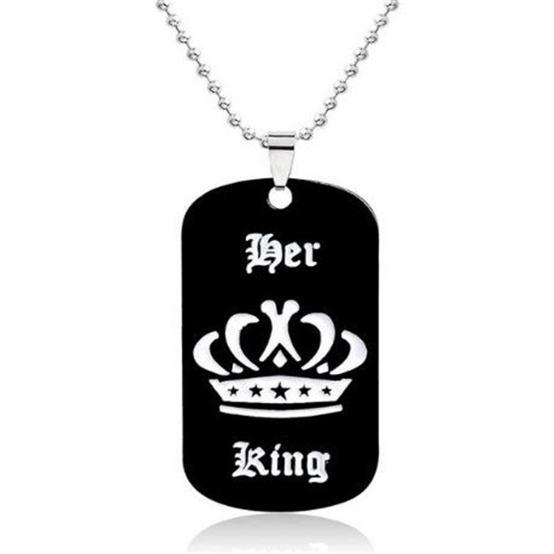 Smykker populære hendes konge hans dronning graverede bogstaver sort #39 halskæde par valentinsdag: Konge