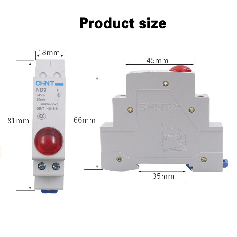 Chint Led Signaal Lamp ND9 Serie Ac/Dc 230V 24V 220V Waakvlammen Din Rail Mount indicatie Licht Rood Groen Lamp Indicator Light