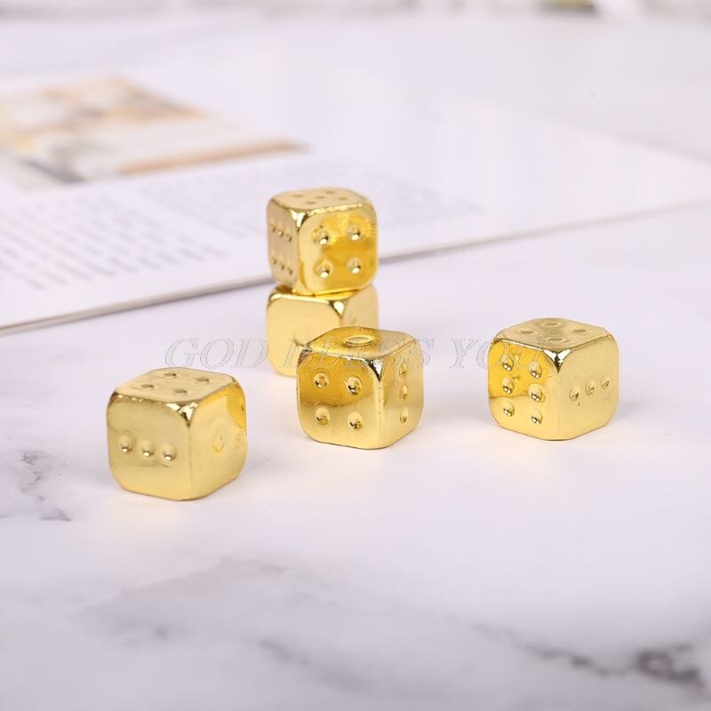 5pcs 13mm Metal Dice Gold/Silver Solid Heavy Dice Bar Night Club Party Drinking DND Game Dice