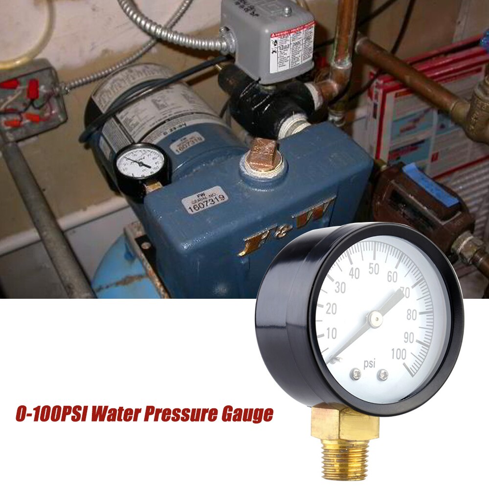 Water Pressure Gauge Barometers 0-100PSI 1/4'' Well Pump Pool Spa Filter Water Pressure Gauge Brass Socket Connection