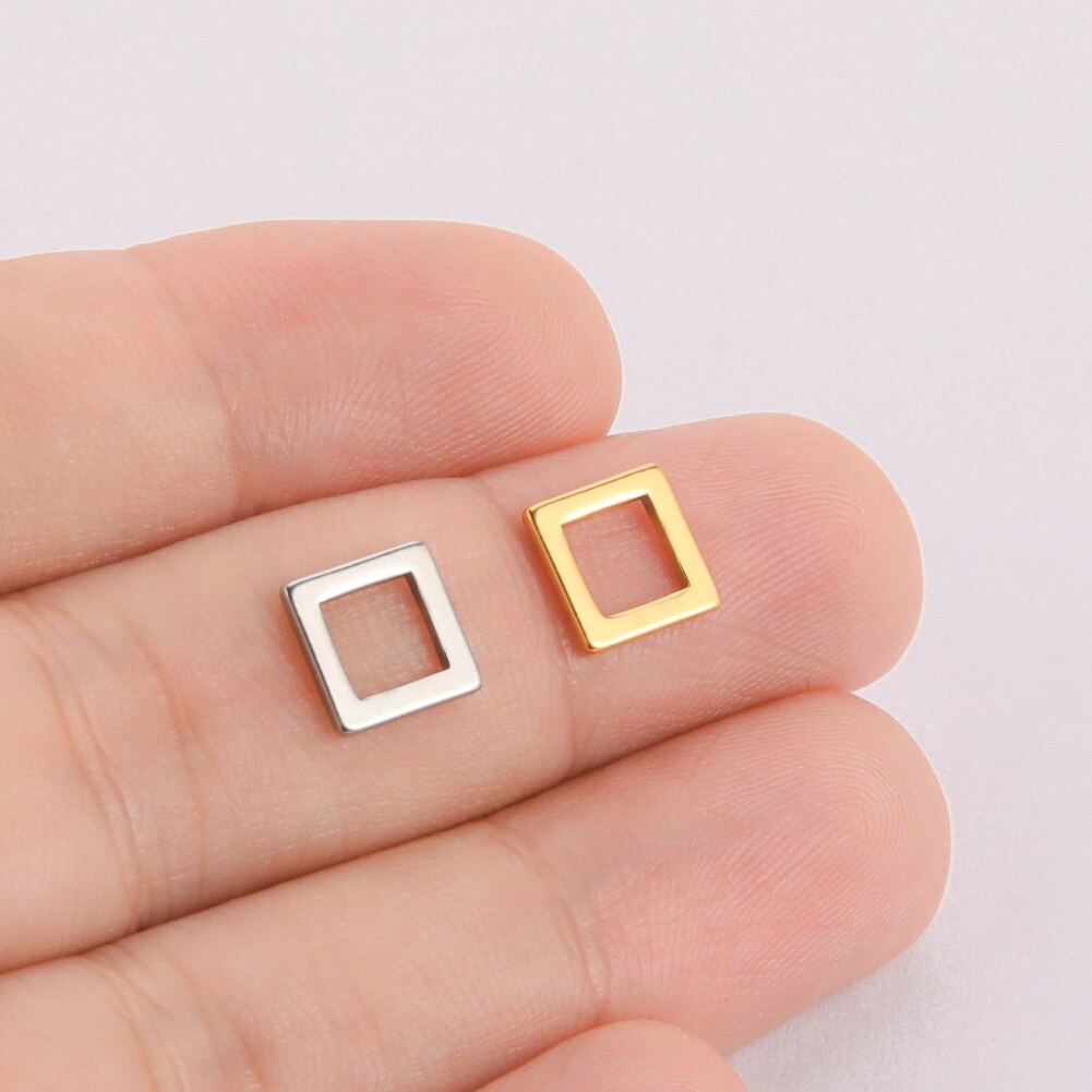 EUEAVAN-5 unids/lote de abalorios de acero inoxidable para la fabricación de joyas, colgante cuadrado triangular geométrico para pulseras, pendientes, accesorios: YELLOW / Chapado en oro antiguo