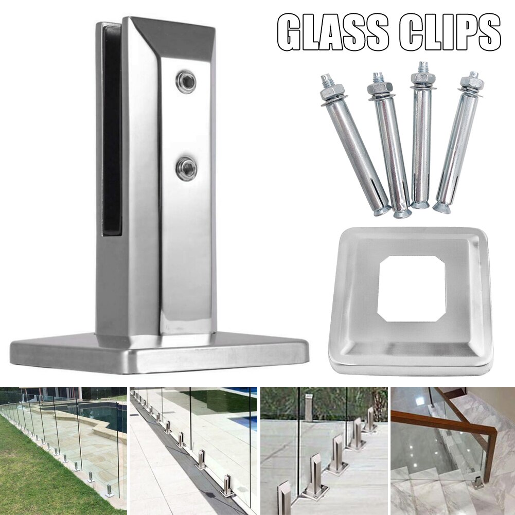 Heavy Duty Stainless Steel Glass Pool Fence Clip Floor Glass Stand Fixed Fittings Clamp KSI999