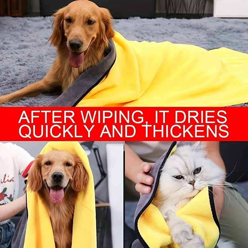 Pet Absorbent Towel, Dog Cat Quick Drying Bath Towel, Ultra-fine Fiber Super Absorbent Pet Towel, Cleaning Supplies