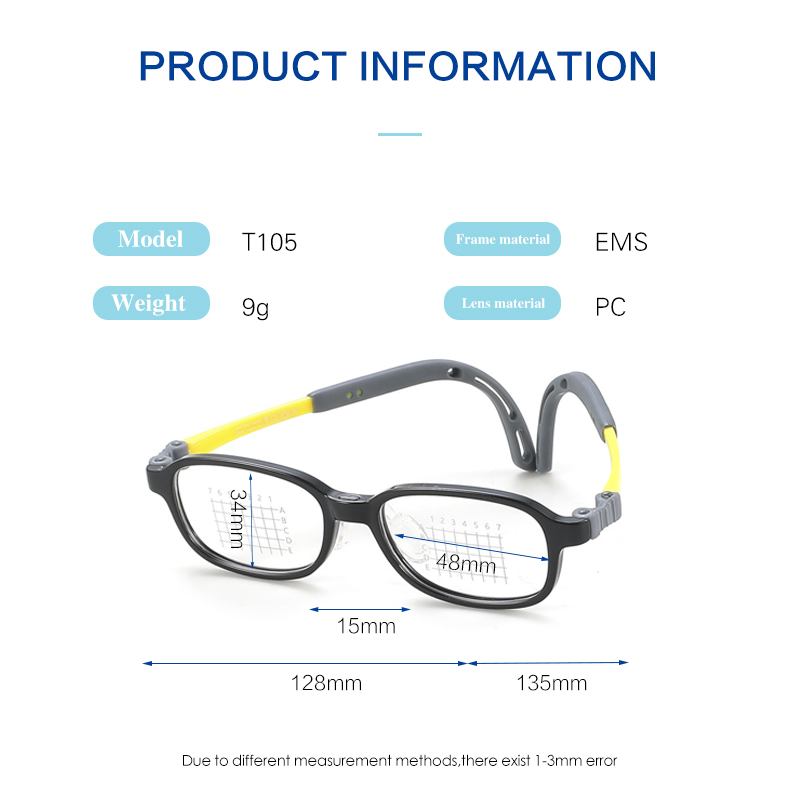 6-12 Jahre alt Brillen quadratisch EMS TR90 Kinderbrille Junge Mädchen Brille Brillen Myopie optische Brillen