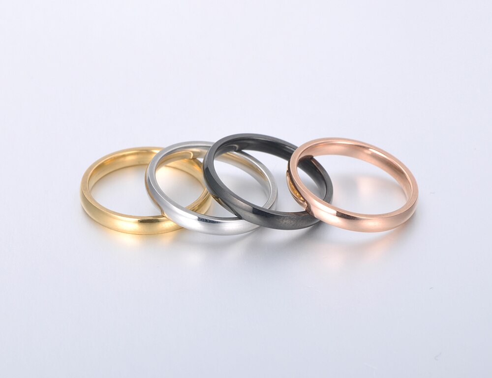 ZooMango Trendy 3mm Breed Gladde Paar Engagement Ringen Rvs Simple Wedding Ring Sieraden Voor Vrouwen Mannen Anneau ZR18058