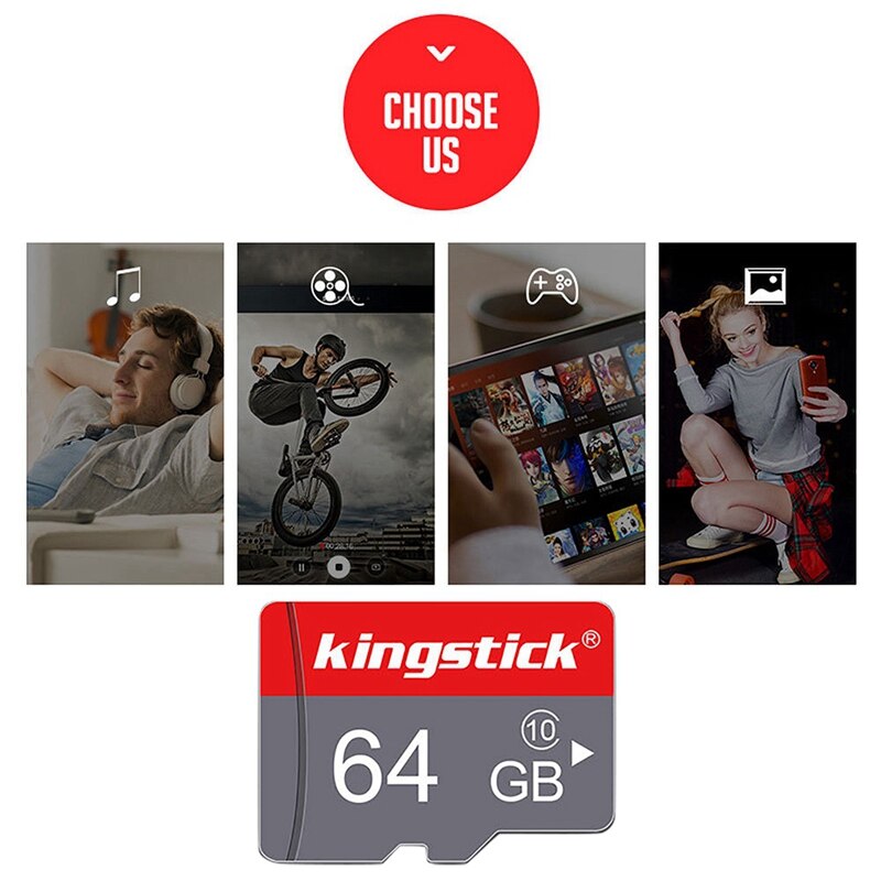 Kingstick MicroSD 64GB Speicher Karte Class10 TF Karte Blitz-speicher Microsd Karte mit Adapter