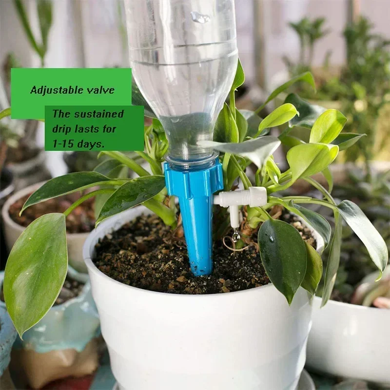 Automatisches Tropfbewässerungssystem, selbstbewässernd, verstellbar, für Blumen, Pflanzen, Gewächshaus, Garten, automatisches Wassertropfergerät