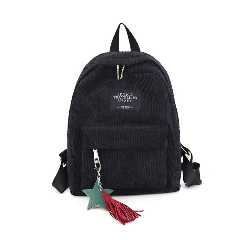 Frauen Mini Kabel Rucksack Weibliche Eco Einfache Leinwand Schulter Tasche Damen lässig Kleine Reisetaschen Rucksack für Teenager Mädchen: Schwarz