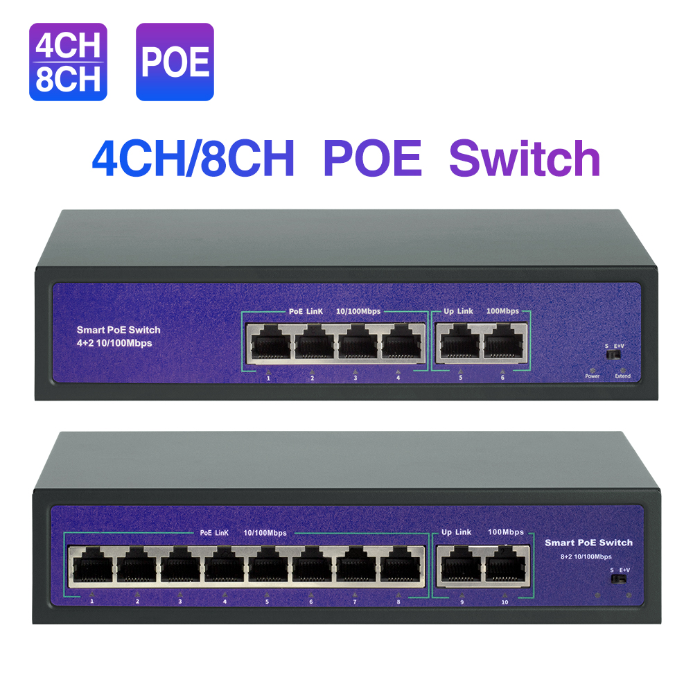 Techage 48V 4/8/16CH Network POE Switch For IP Wireless AP POE CCTV Camera System With 10/100Mbps IEEE 802.3 af/at Over Ethernet