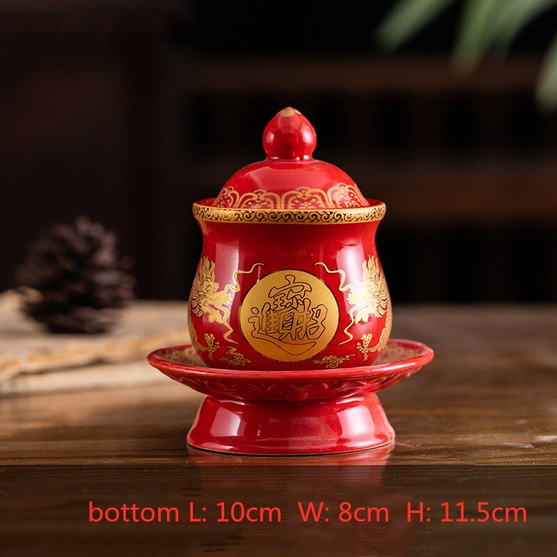 1 Pc Chinese Stijl Heilige Water Cup Keramiek God Van Rijkdom Serveren Mokken Aanbidding Boeddha Lotus Aanbieden Cups Boeddhistische Leveringen: C2