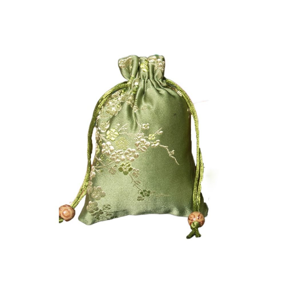 Satijnen Opbergtas Mode Bloem Geborduurd Vrouwen Sachet Trekkoord Snoepzak Sieraden Verpakking Tas Dames: Sky Blue