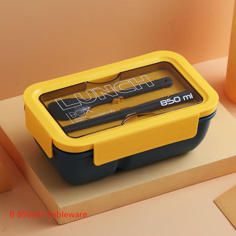 Lunch Box for Students and Office Workers with Tableware Can Be Heated By Microwave Oven Bento Lunch Box Snack Container: B2