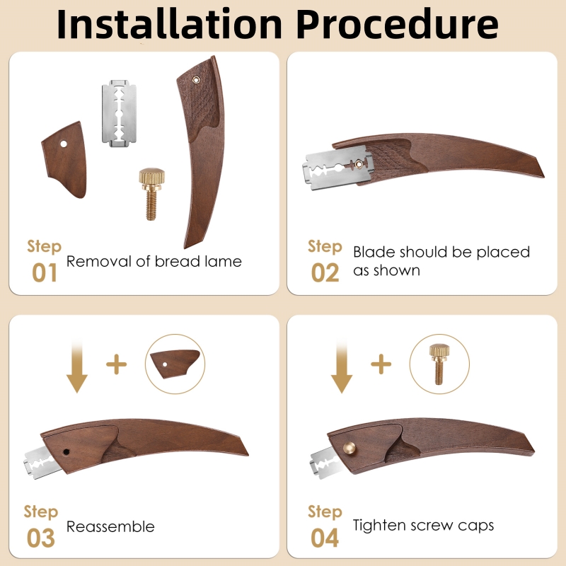 Herramienta de puntuación de masa de lame de pan de madera magnética, herramienta de puntuación de lame de levadura hecha a mano, herramienta de puntuación de pan, horneado de pan casero, doug