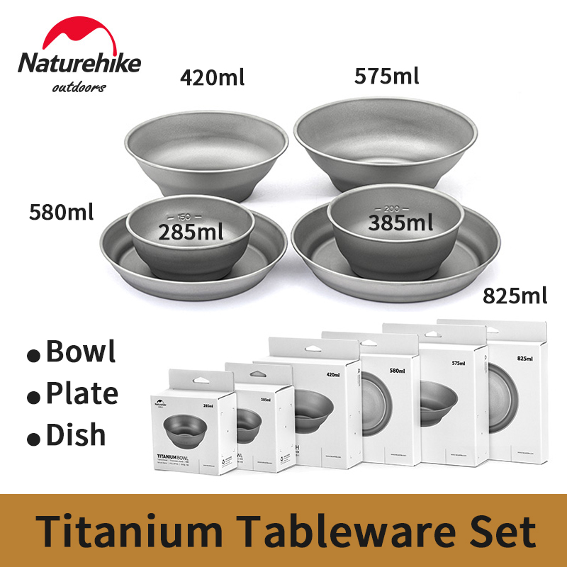 Naturehike Tragbare Titan Geschirr einstellen 200-800ml Salat Schüssel/Platte Ultraleicht BBQ Gericht draussen Abendessen Reise Abendessen platte einstellen