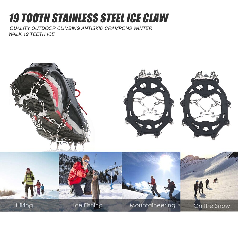 Ijs Grips Cleats Ijskrappen Winter Klimmen Antislip Schoenen Cover19 Studs Ice Sneeuw Schoen Spiked Grips Winter Klimmen Antislip