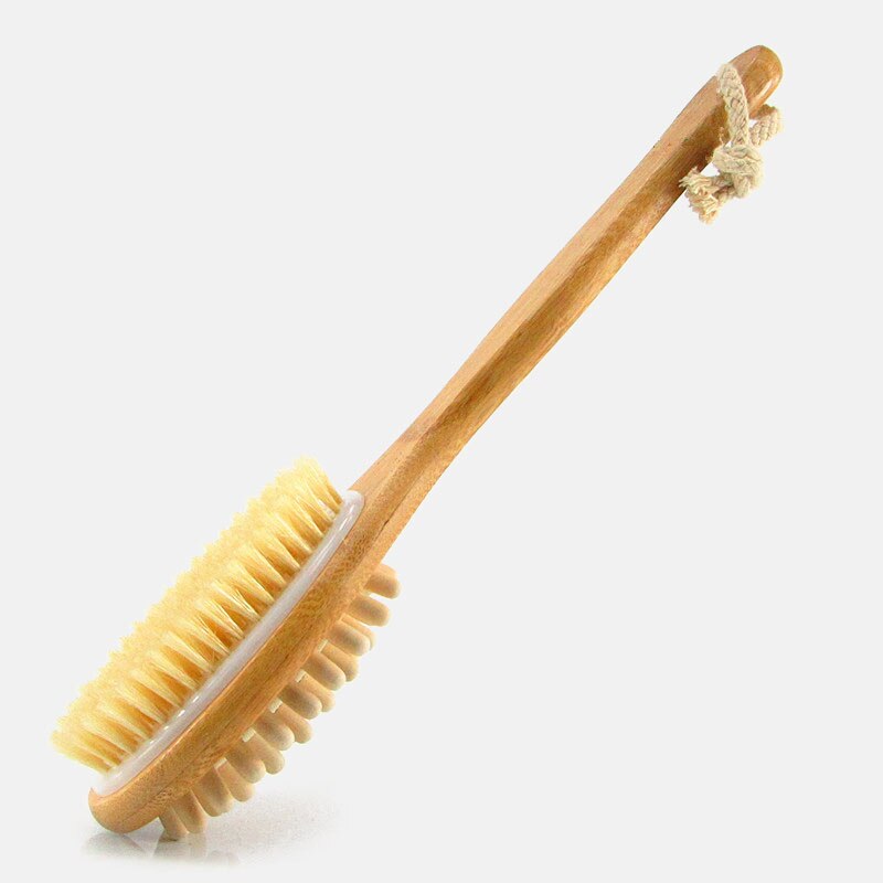 Naturligt langt træ kropsbørste massager badekar brusebad ryg spa scrubber dobbeltsidet massage badeværelse badebørste: Default Title