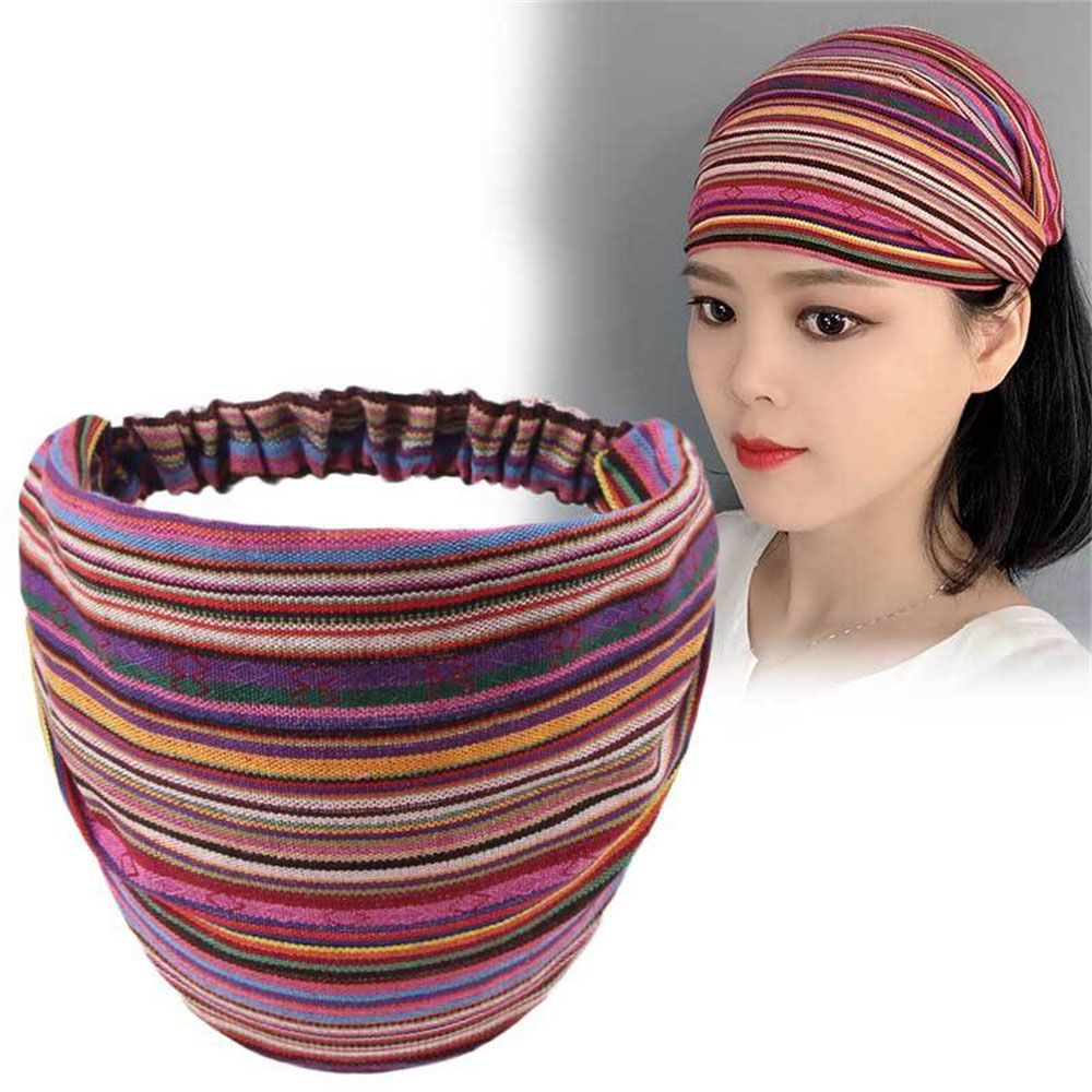 Stil pannband randig hårsjal bred huvudband turban tyg bomull trend elastiska hårband för kvinnor flickor: 6