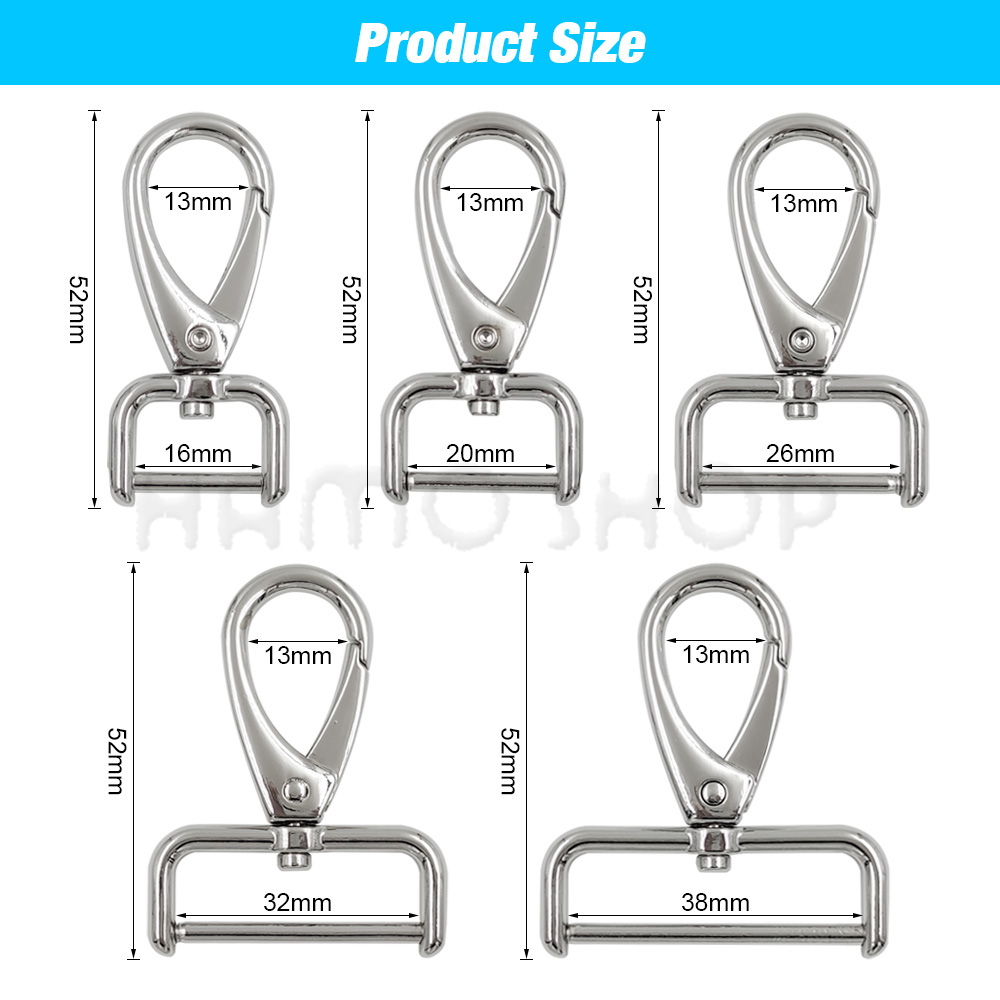 16/20/26/32/38mm Metal Detachable Snap Hook Trigger Clips Buckles Hooks For Leathercraft Strap Belt Keychain Webbing Pet Leash