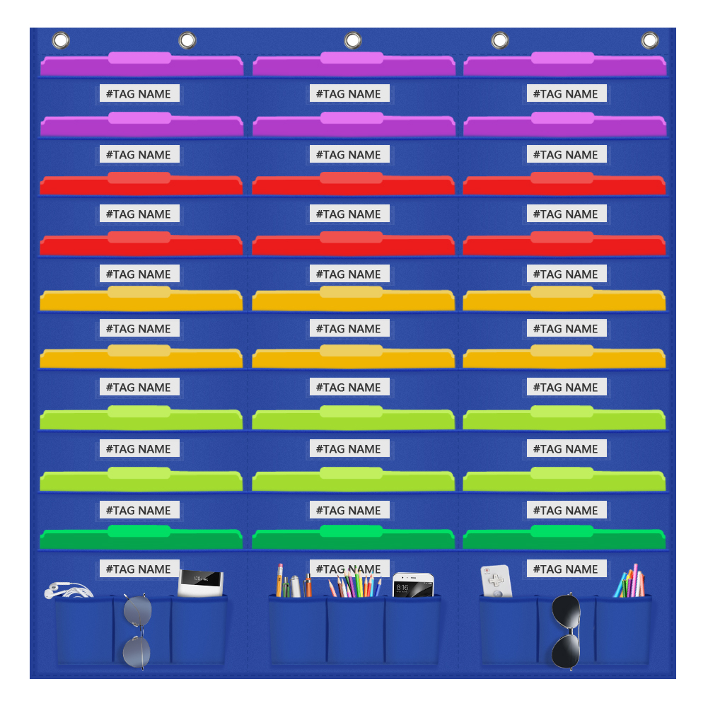 Godery Datei Ordner Organizer, Klassenzimmer Lagerung Tasche Diagramm mit 27 Große Datei Tasche & 9 Werkzeuge Taschen, cascading Wand Veranstalter