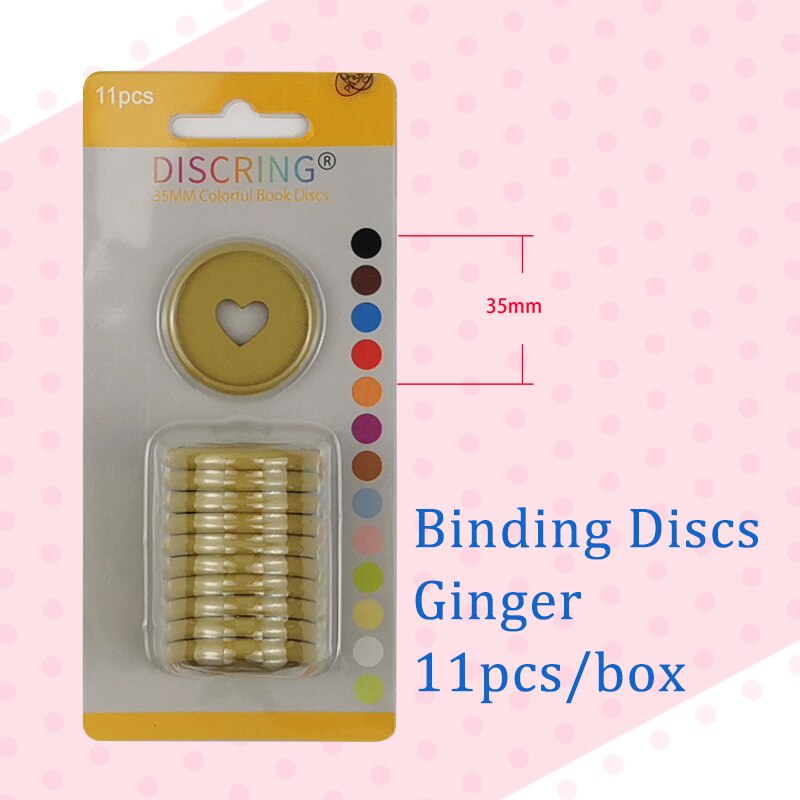 11pcs/1box Colour Mushroom Hole 35mm Plastic Matte Binding Discs Notebook Binder Ring Discs Button Planner Binder DIY Scrapbook: Ginger